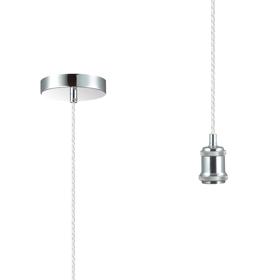 D0173  Dreifa 1.5m Single Pendant, 1 x E27, Polished Chrome/Clear Twisted Cable (Maximum Load 1.5kg)